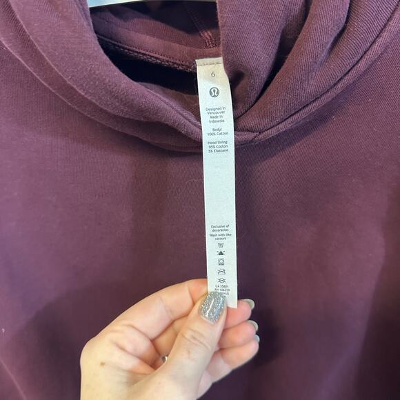 Lululemon Relaxed Cropped Hoodie Cassis Burgundy Terry Fabric 6 - Picture 5 of 6